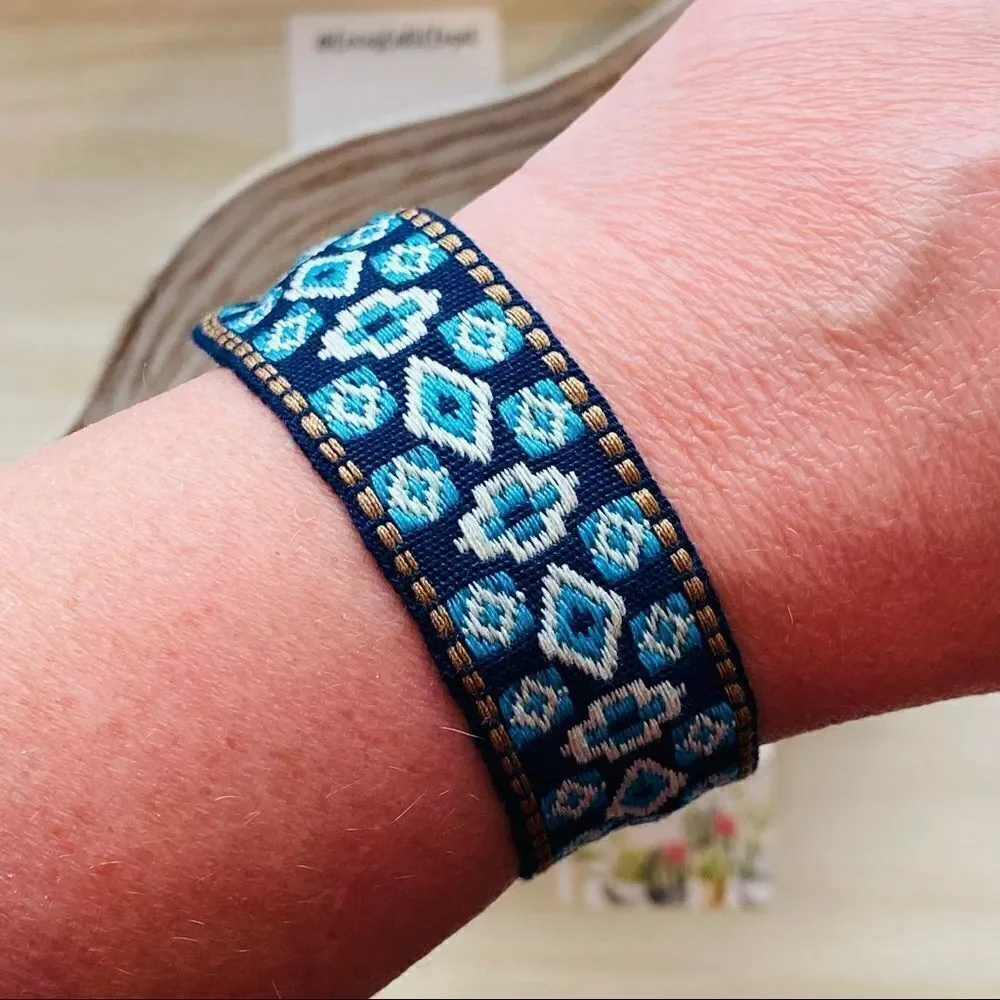 Boho Embroidered Mayan Style Adjustable Friendship Bracelet NWT